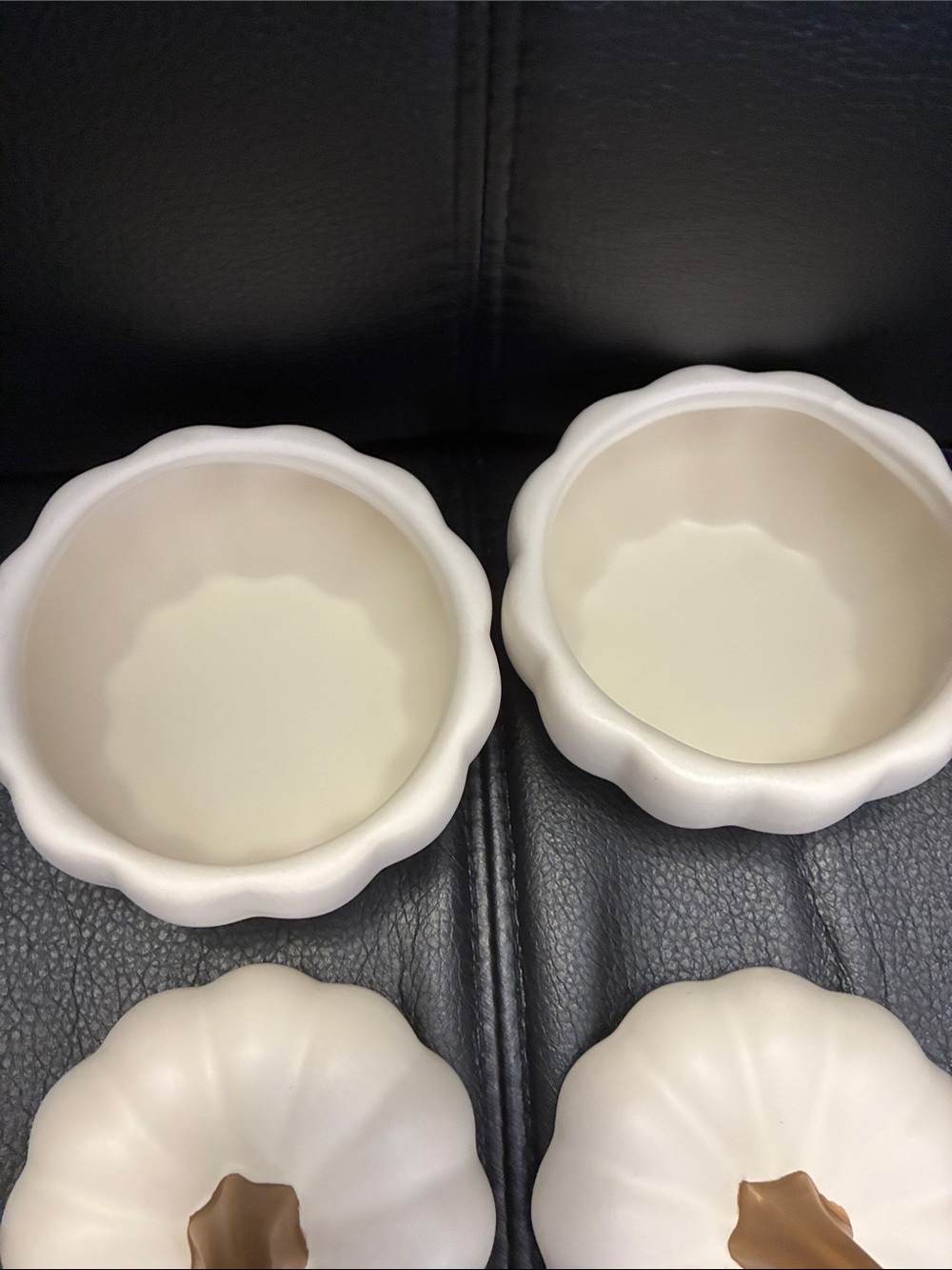 White Ceramic Pumpkin Small Cocotte with Brown Stems (Set of 2) - Picture 5 of 6